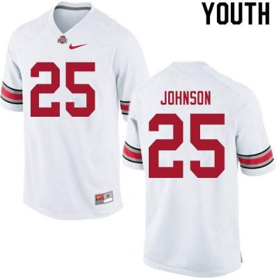 NCAA Ohio State Buckeyes Youth #25 Xavier Johnson White Nike Football College Jersey SWF4645MW